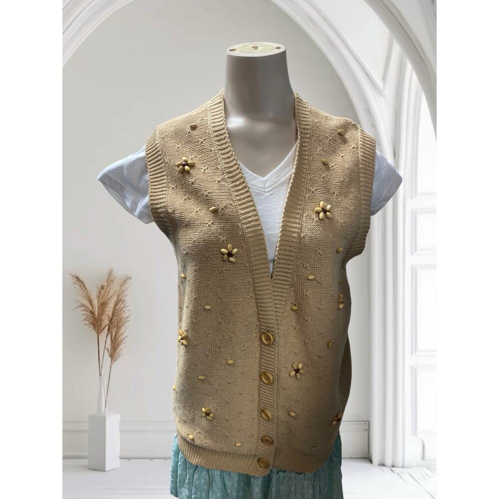 Vintage 1993 Susan Bristol Women's Small Button Vest only Beige